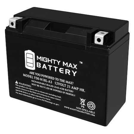 Mighty Max Battery Sealed Lead Acid Battery, 12 V, 21 AH, Nut and Bolt Terminal, SLA, AGM Chemistry Y50-N18L-A3121